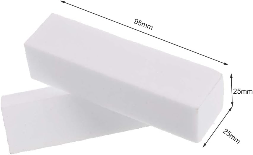 Metagio 10 Pcs Professional Salon Nail Buffer Sanding Block - White, Finger Manicure Pedicure Tools for Home and Salon Use (95*25*25MM)