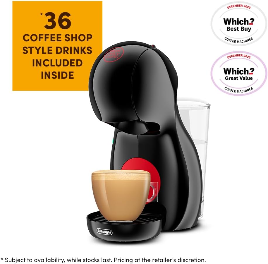 NESCAFÉ Dolce Gusto EDG210.B Piccolo XS Manual Coffee Machine Black by DeLonghi - Value Bundle