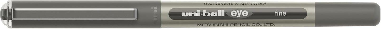 Uni-ball UB-157 Eye Black Rollerball Pens. Premium Fine 0.7mm Ballpoint Tip for Super Smooth Handwriting, Drawing, Art, Crafts and Colouring. Fade and Water Resistant Liquid Uni Super Ink. Pack of 5