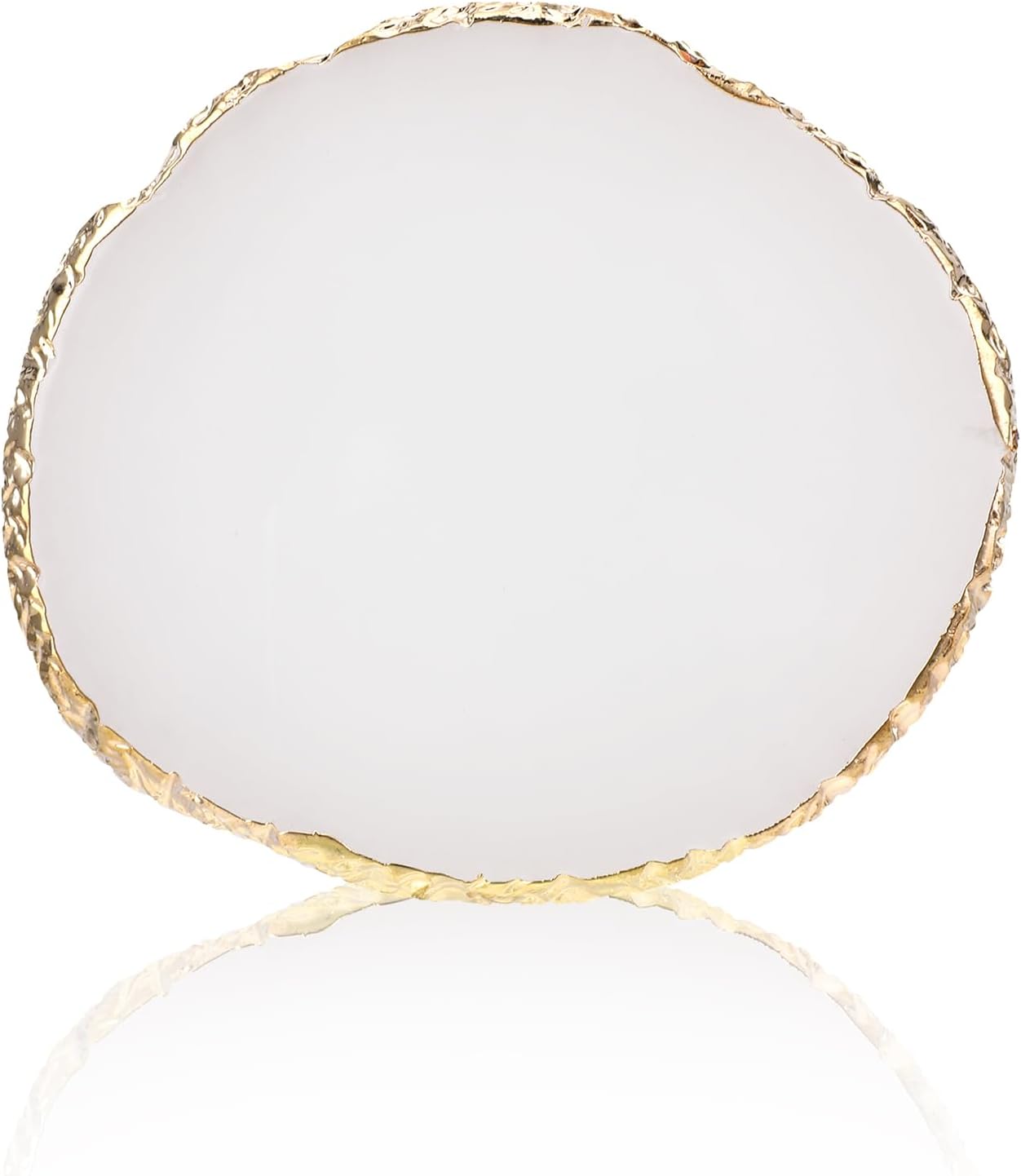 Ouligay Resin Nail Art Palette Gold Nail Colour Display Nail Polish Color Mixing Palette for Diy Nail Tech Supplies (White)