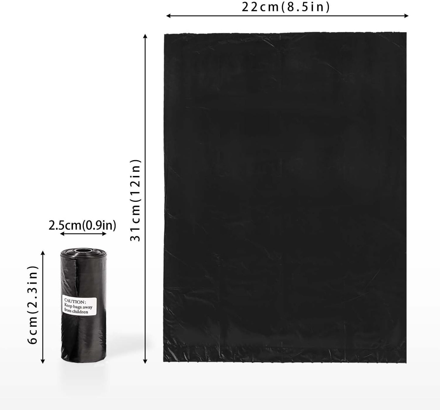 AiTodos® 600 Dog Poop Bags, Black, 31 x 22 cm, Poo Bag Dogs-Polyethylene Material(40 Rolls of 15 Counts)