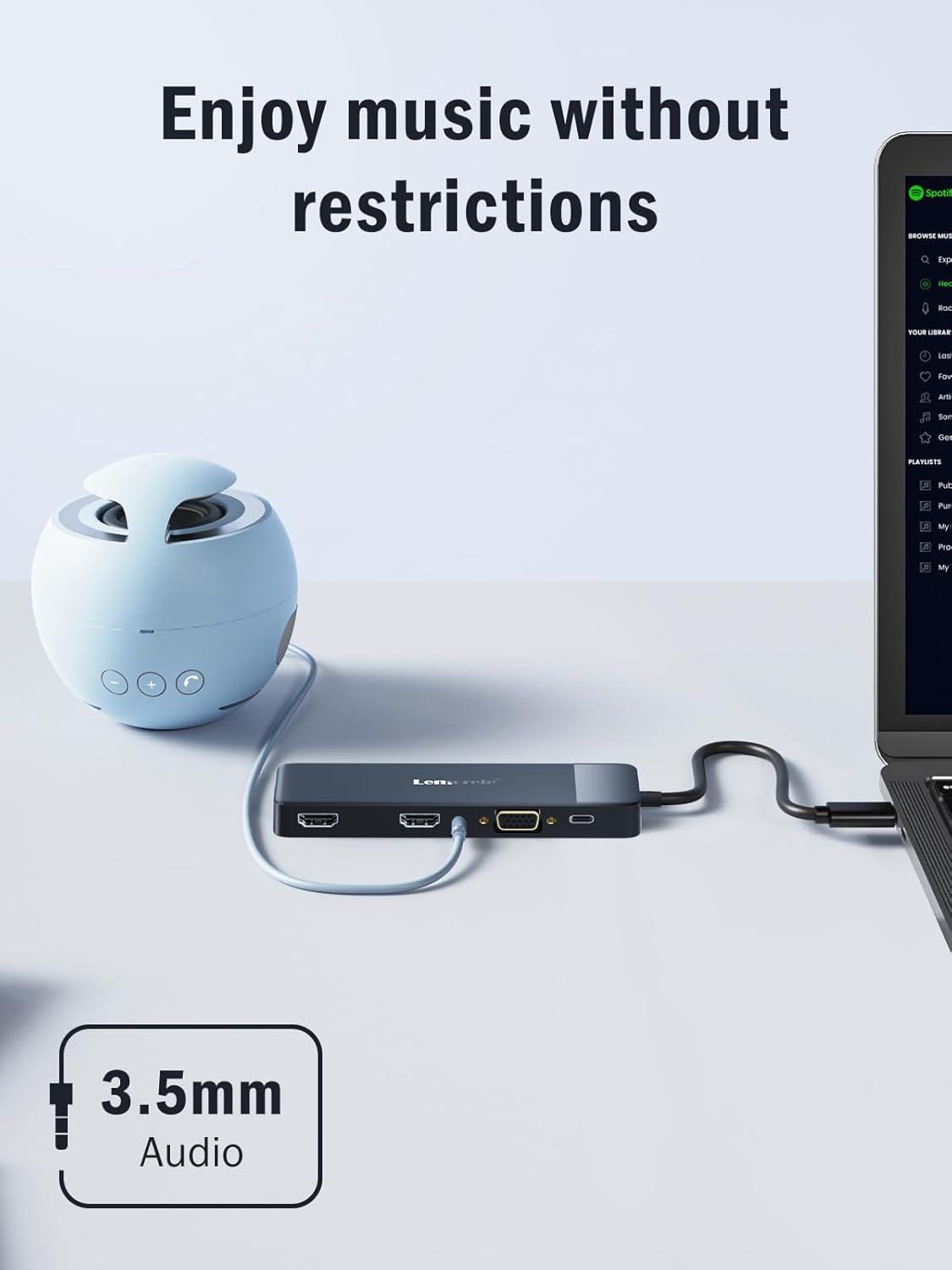 Docking Station USB C Hub 3*Display- 10 in 1, Lemorele USB C Dock 2*HDMI Adapter 4K, 3 USB 3.0/2.0, VGA, PD 100W, Audio, SD/TF, for HP Laptops, ThinkPad, MacBook, Surface