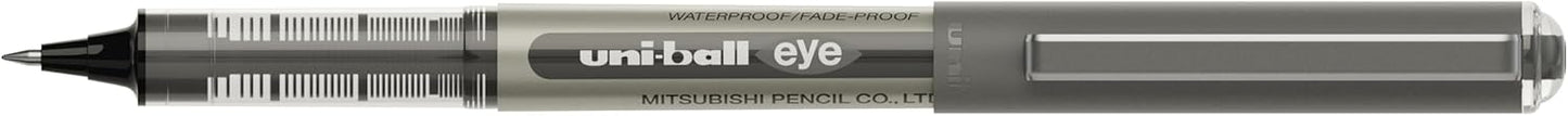 Uni-ball UB-157 Eye Black Rollerball Pens. Premium Fine 0.7mm Ballpoint Tip for Super Smooth Handwriting, Drawing, Art, Crafts and Colouring. Fade and Water Resistant Liquid Uni Super Ink. Pack of 5