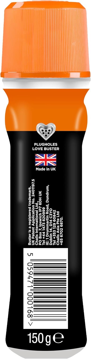 Buster Kitchen Plughole Unblocker 150g, Pack of 3 - Kitchen Drains & Sinks Unblocker, Blasts Fat & Food Debris – Fast Acting Plughole Unclogger, Clears Blockages & Slow-Draining Water