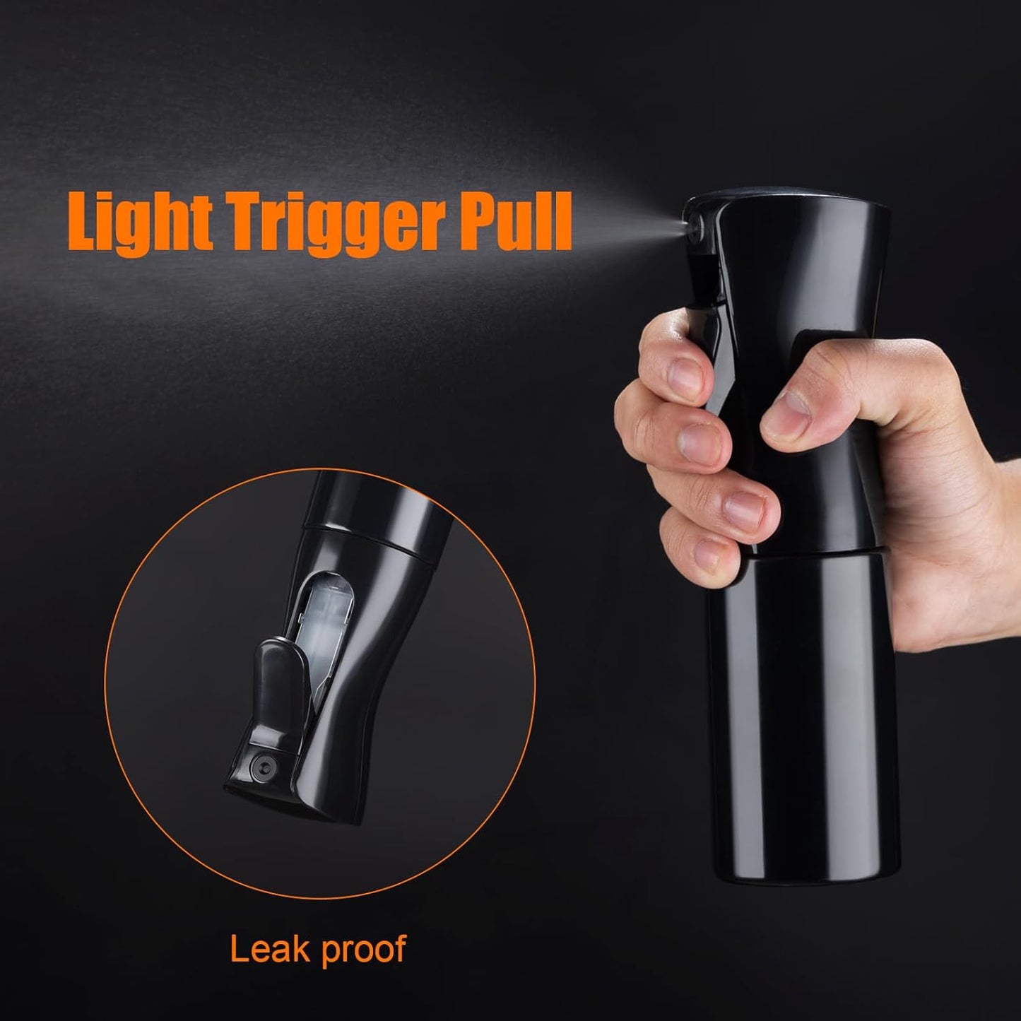 GRIFEMA 200ml Small Water Spray Bottles, Continuous Mist Empty Hair Spray Bottles for Cleaning, Curly Hair, Plants GE2001B-200B, Black