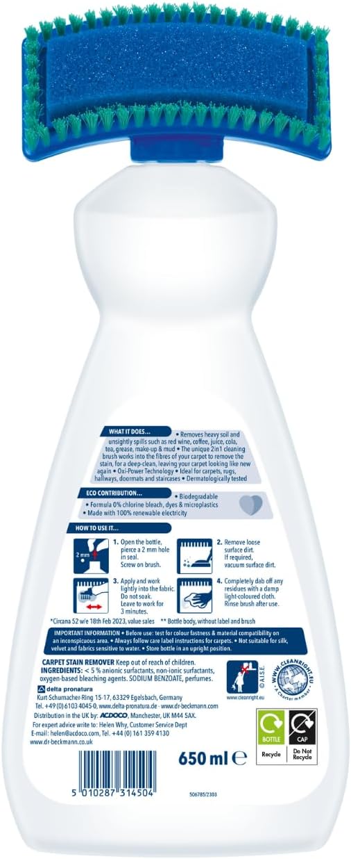 Dr. Beckmann Carpet Stain Remover | Works in 3 mins | 650 ml