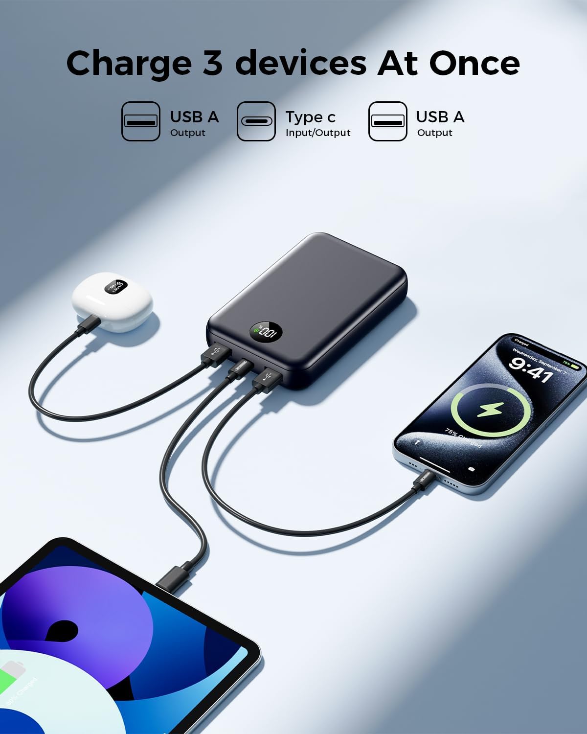 Power Bank Fast Charging 27000mAh, 22.5W Portable Charger(USB-C Input & Output), PD 3.0 QC 3.0 External Mobile Phone Battery with LED Display, Compatible with iPhone 16 15 14 13 12 Pro Max and More