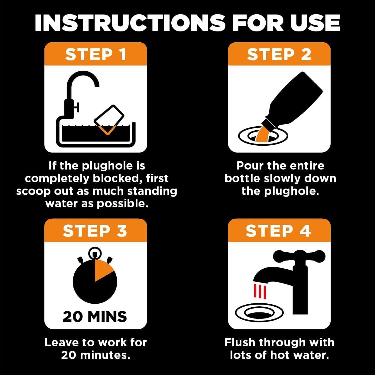 Buster Kitchen Plughole Unblocker 150g, Pack of 3 - Kitchen Drains & Sinks Unblocker, Blasts Fat & Food Debris – Fast Acting Plughole Unclogger, Clears Blockages & Slow-Draining Water