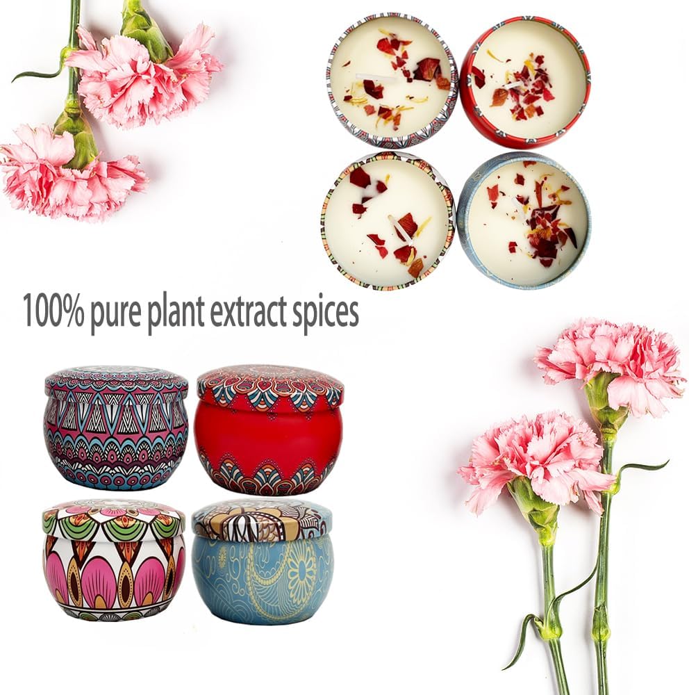 Scented Candles Gifts for Women, Soy Vanilla Candle Presents for Women,4 Pack Metal, Birthday Gifts for her, Mother's Day, Christmas