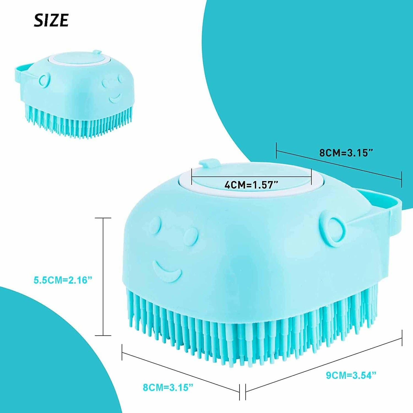 Dog Cat Bath Brush Soft Silicone Dog Rubber Bathing Brush Pet Grooming Shampoo Dispenser Brushes Puppy Cats Shower Hair Fur Grooming Cleaning Scrubber for Short Haired Dogs Cats Shower - Green