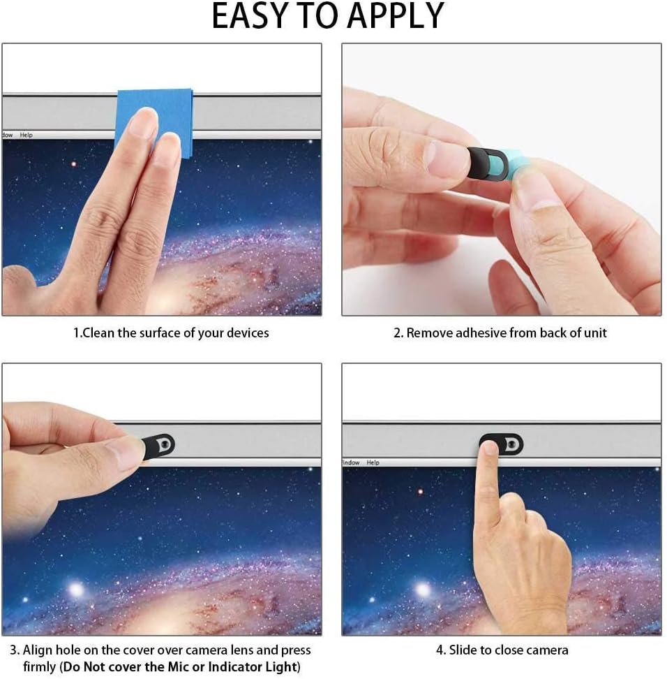 ivoler [3 Pack Webcam Cover Slider for Privacy, 0.027in Ultra Thin Design Web Camera Cover Slide for Laptop, Desktop, PC, Tablet, Smartphone and More - (Black)