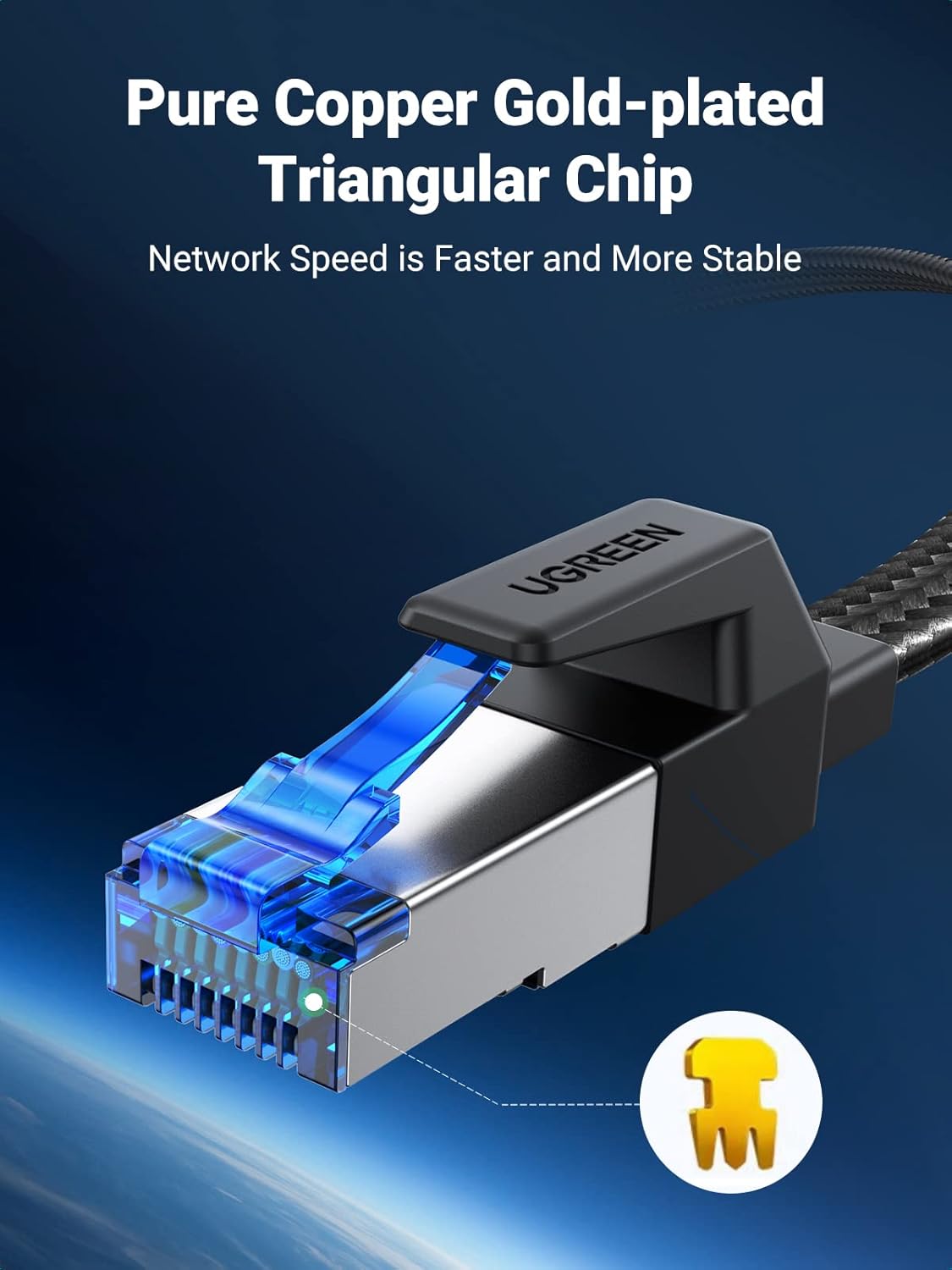 UGREEN Ethernet Cable 5M, Cat 8 Internet Cable Flat High-Speed 40Gbps 2000Mhz Network Cable, Gigabit Braided RJ45 LAN Cable Patch Cord Compatible for PC/Laptop, PS5, Xbox, Modem, Router, Switch, TV