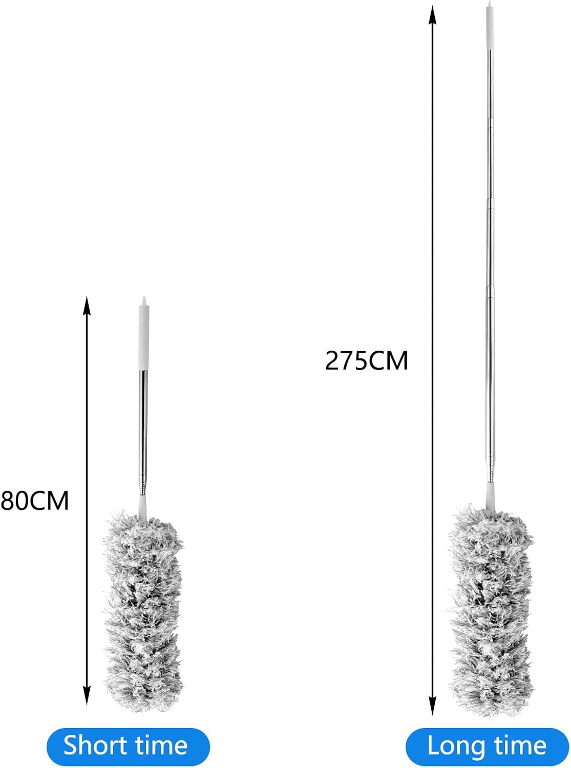ASelected Extendable Microfiber Duster Duster with 108" Telescoping Extension Pole No Scratch to Ceiling Washable Hand Duster for Cleaning High Ceiling Fans Blinds Cobweb Cars