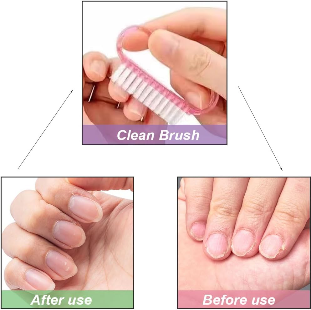 Lmyzcbzl Nail Brush, 4 Pcs Plastic Clean Brush, Hand Scrubbing Cleaning Brush, with Plastic Handle, for Cleaning Nails (Purple, Pink, Blue, Transparent)