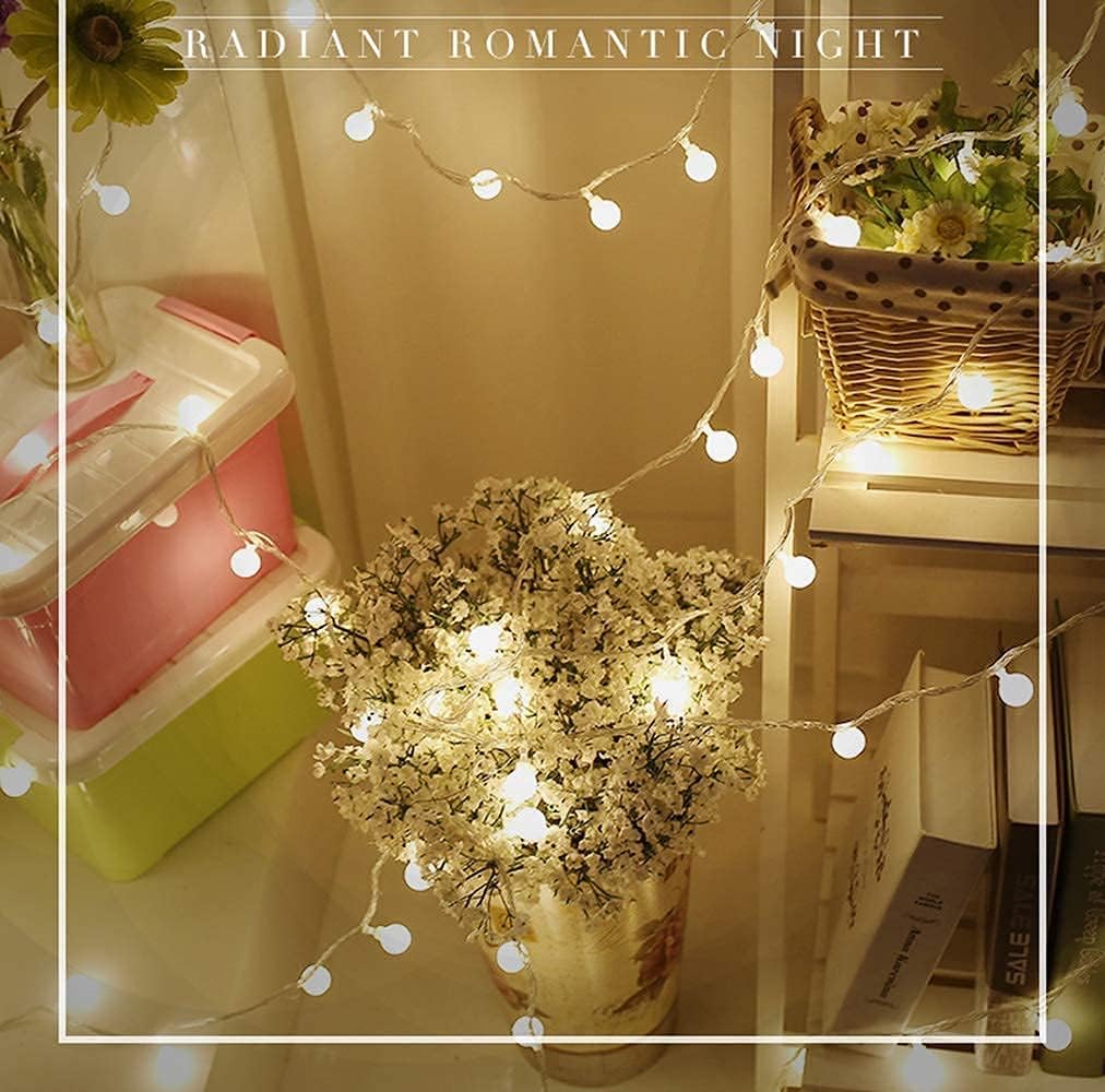 Kjzeex Globe String Lights Waterproof, 3M/10ft 20 LED Fairy Lights Plug in Powered, Perfect for Indoor and Outdoor for Garden Lights, Warm White