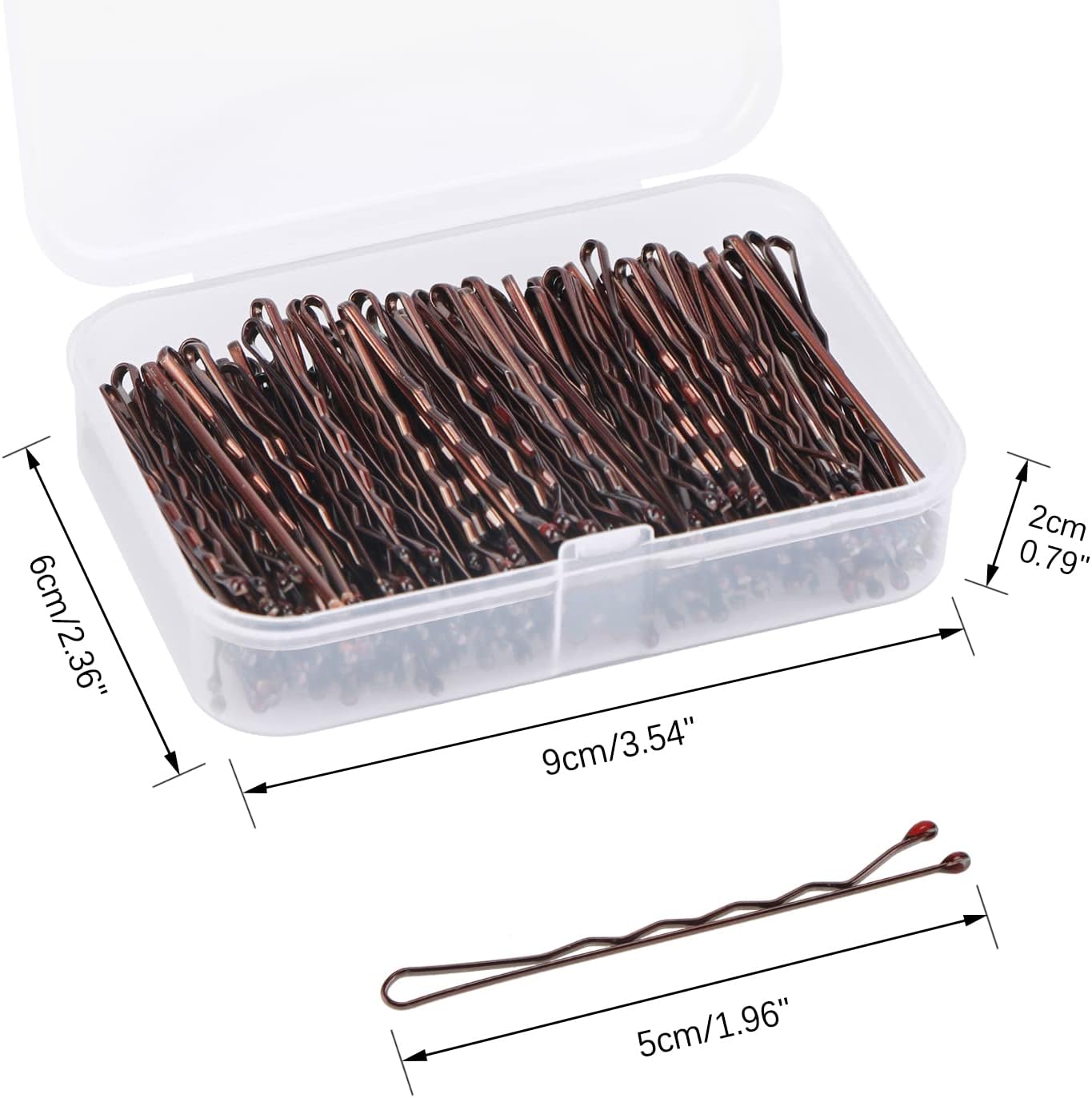150 Pieces Bobby Pins, Hair Clips Hair Grips Kirby Grips for Women Hair Styling Pins with Storage Box (Brown)
