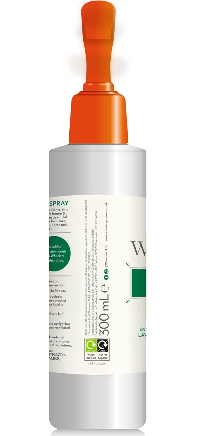 Wheelers Leather Cleaning Spray, 300ml – Rejuvenates & Cleans Leather, Nourished with Essential Oils, Ideal for Furniture Automotive Luggage Shoes Handbags Gloves & More