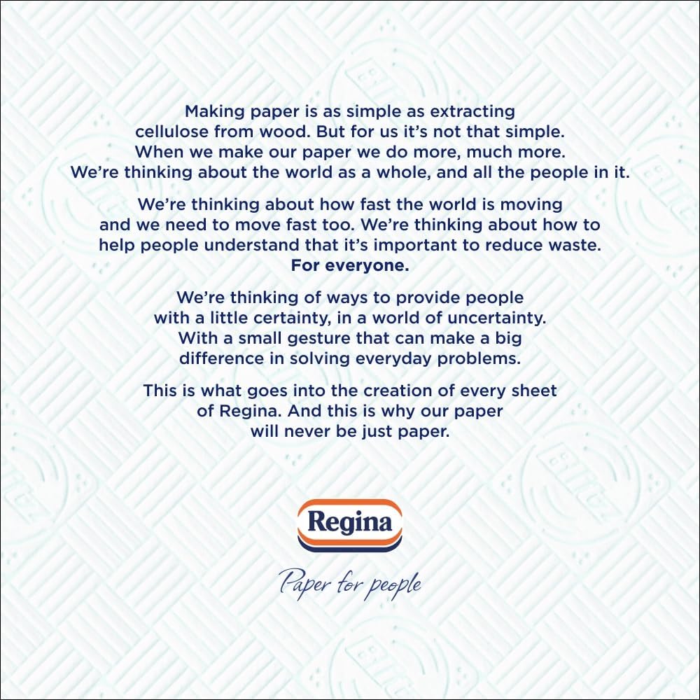 Regina Blitz Household Towels – 8 Triple Layered Rolls, 70 Sheets Per Roll, Paper Packaging, FSC Certified Paper, Recyclable Packaging, 60% Larger Than Standard Kitchen Roll Sheets