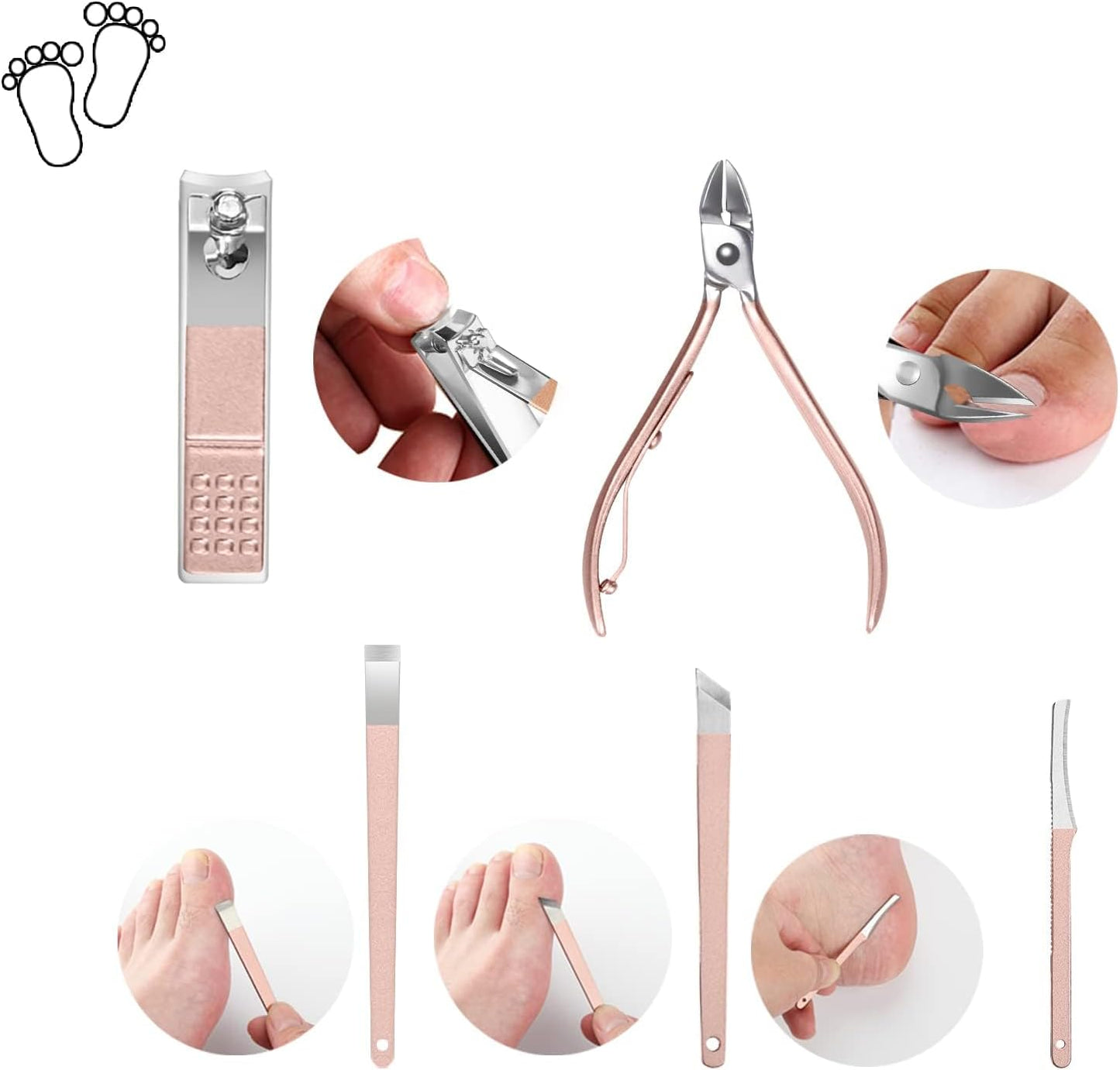 OWill Manicure Set, 18pcs Nail Clippers Pedicure Kit with PU Leather Case Nail Care Kit Professional Tools Gift for Women Wife Girlfriend Parents(Rose Gold)