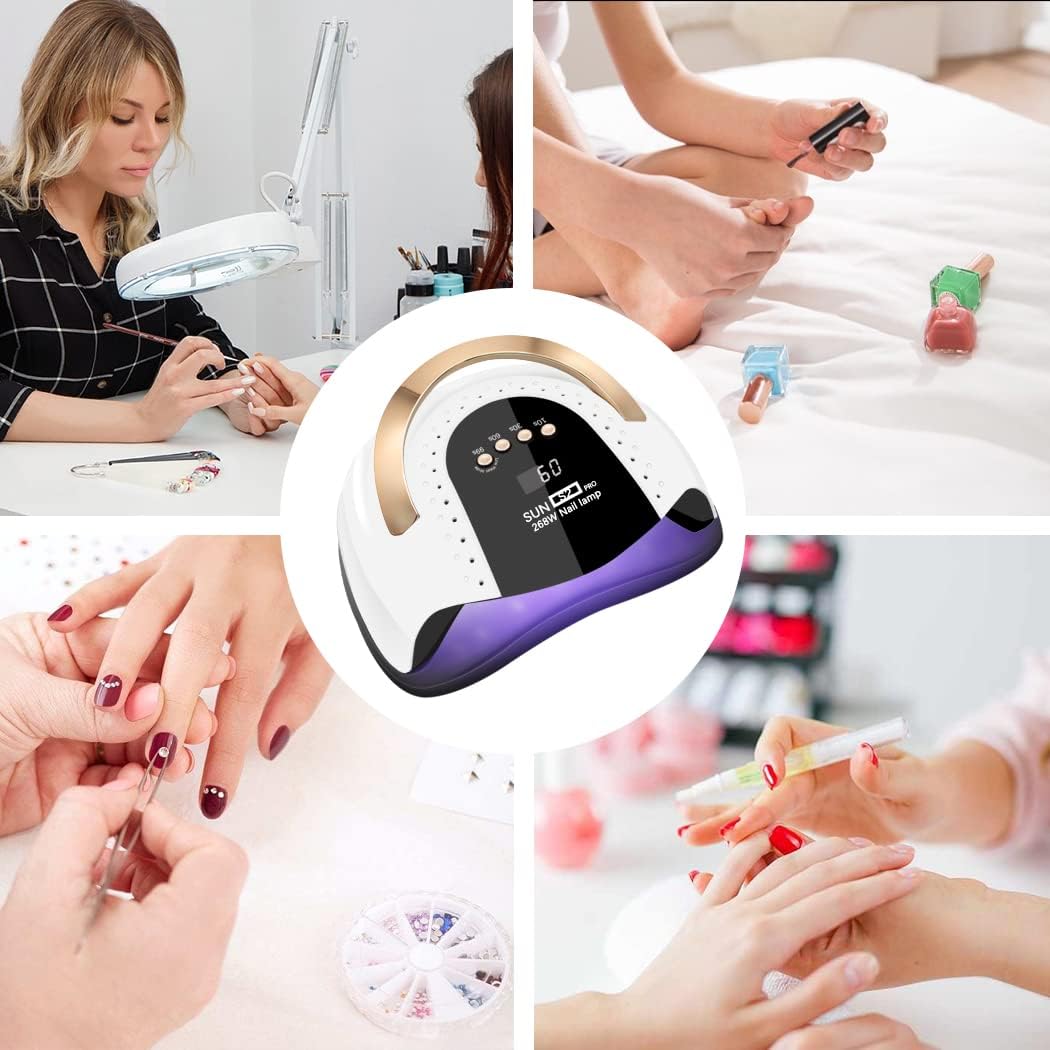 LKE UV Nail Lamp 268W Gel Nail Lamp Nail Dryer UV Lamps for Gel Nails, Professional LED Nail Lamp with Automatic Sensor / 4 Timer Setting, Portable UV/LED Light Home and Salon