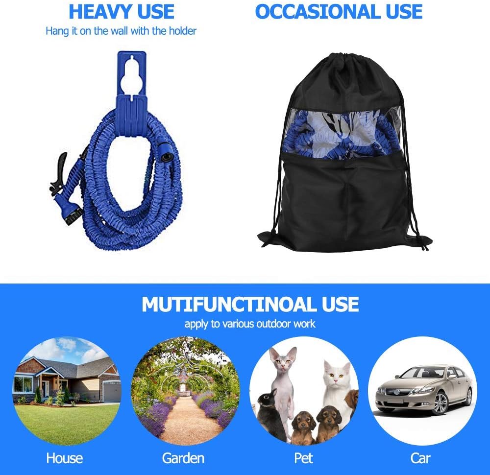 BABADU 100FT Expandable Garden Hose Pipe,Flexible Expanding Magic Hose with 3/4", 1/2" Fittings,Garden Hose with 7 Function Spray Nozzle