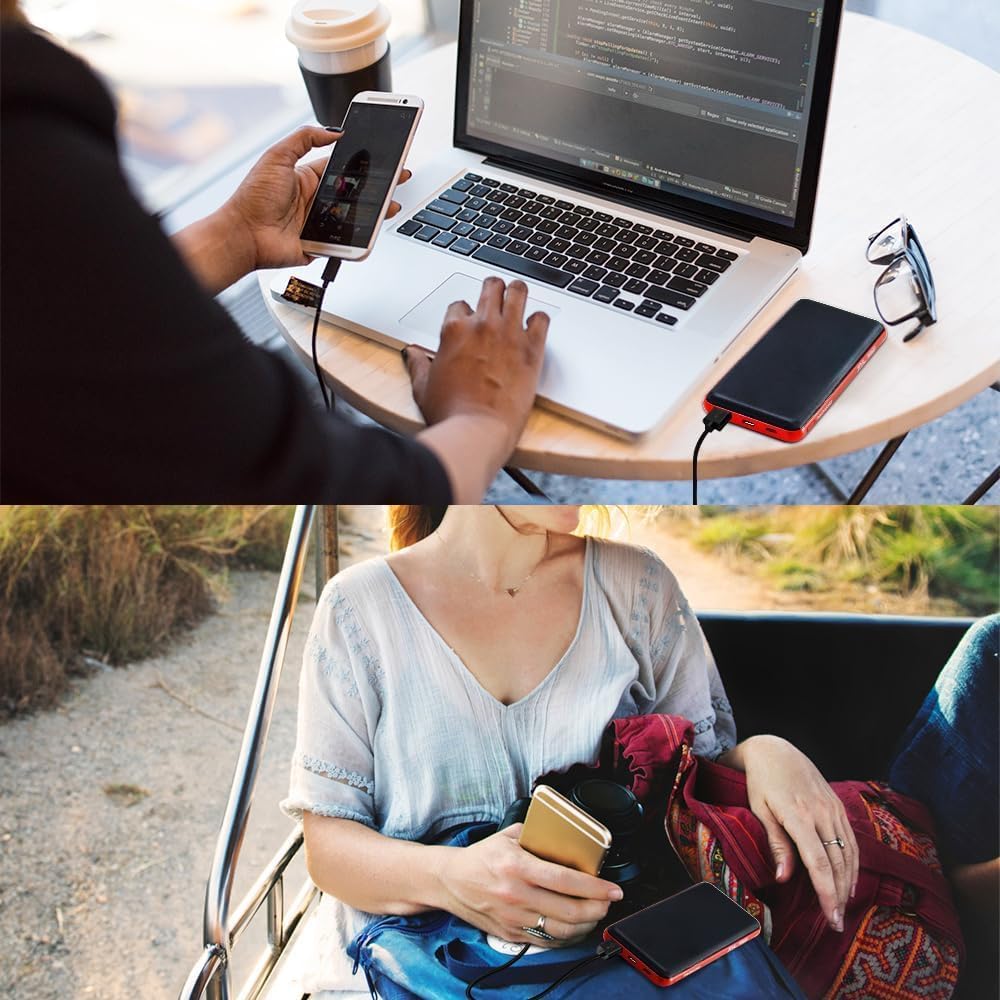 2-Pack Portable Power Bank – 10,600mAh with USB-C Input/Output & 2.4A Fast Charging – Compatible with Smartphones and More