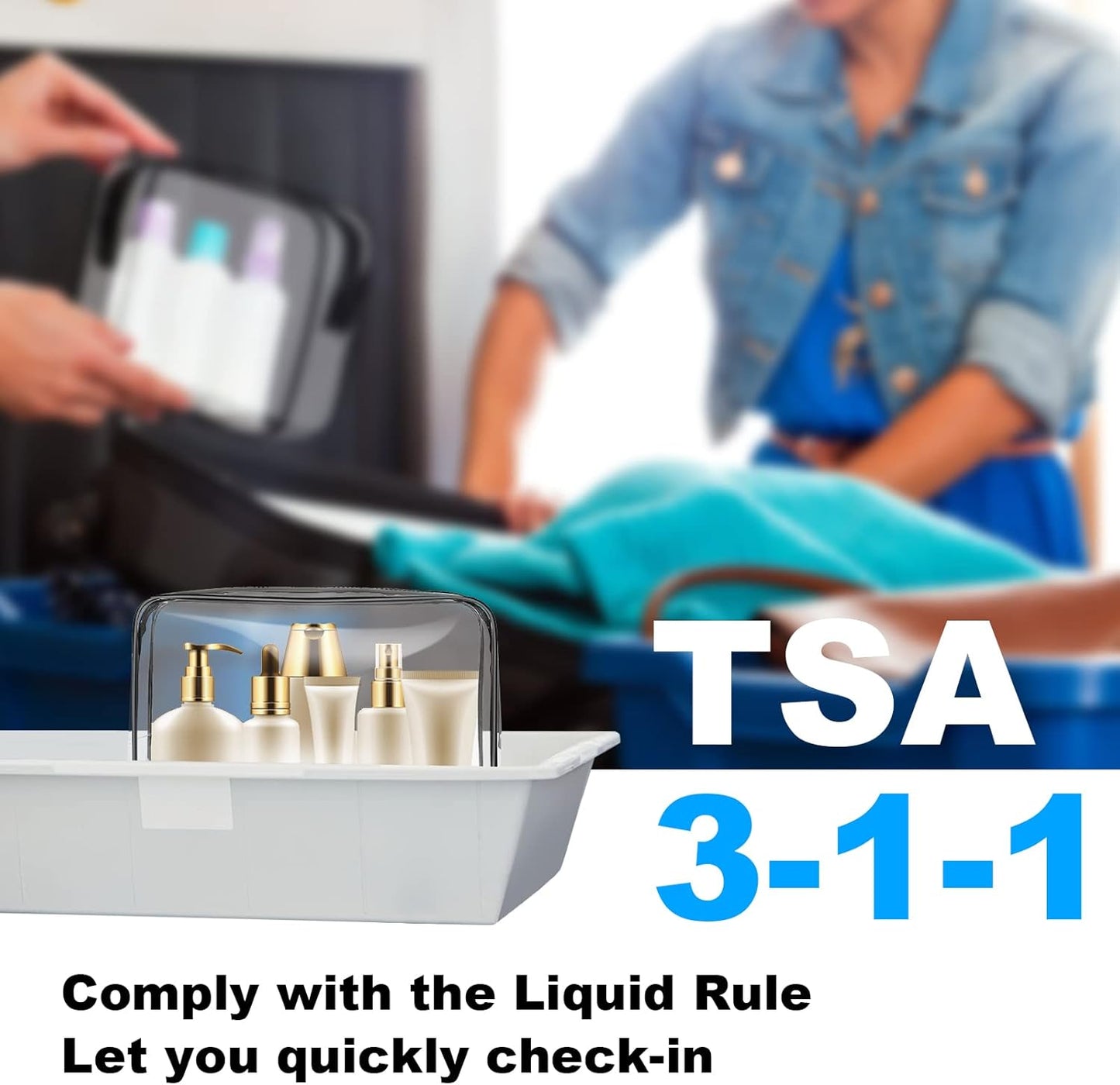 Aucuu 4-Pack Clear Wash & Makeup Bags TSA Approved Makeup Bags, PVC Waterproof Travel Wash Bags for Family, Men, Women (Largea, Medium, Small, Minimum)