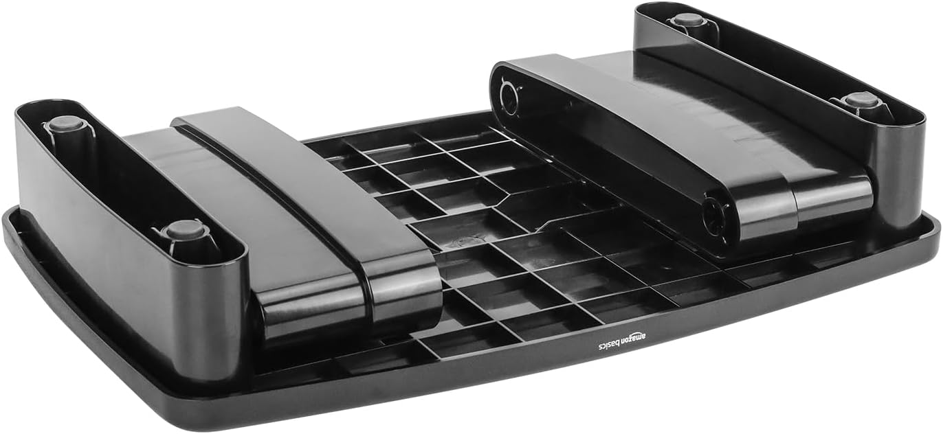 Rectangular Adjustable Computer Monitor Riser Desk Stand for Reduced Neck Strain, Fits Monitors, Laptops Up to 22lbs, Black