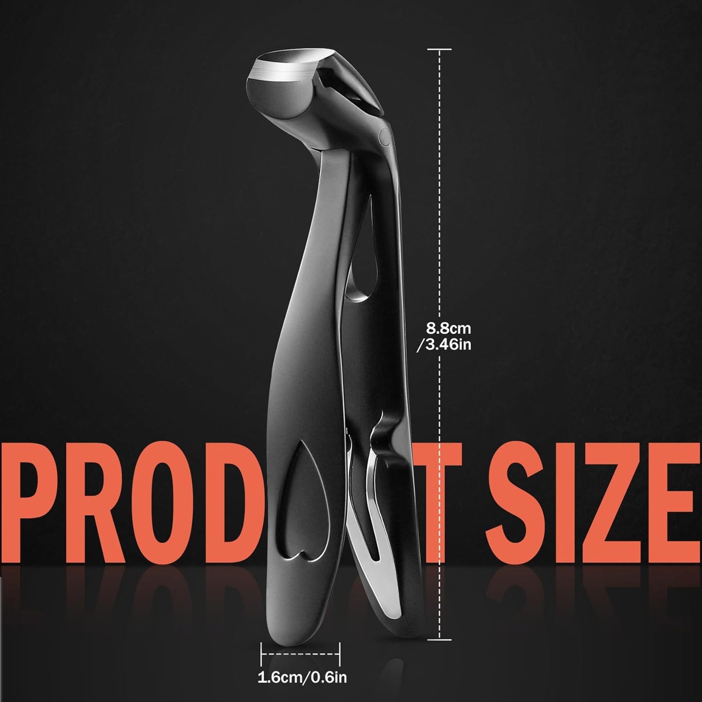 BEZOX Angled Head Nail Clippers for Seniors - Ergonomic Toenail Clipper for Thick Nails, Premium Steel Nail Cutter Trimmer with Catcher for Men and Women (Black)