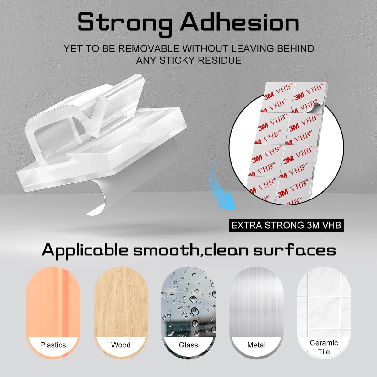 KGROTE 60Pcs Outdoor Light Hooks, Adhesive Fairy Light Clips, Sticky Cable Organizer Holder, Indoor Light Clips for Hanging Christmas Lights, Wall Cable, String Lights, Decorations (Clear, Small)