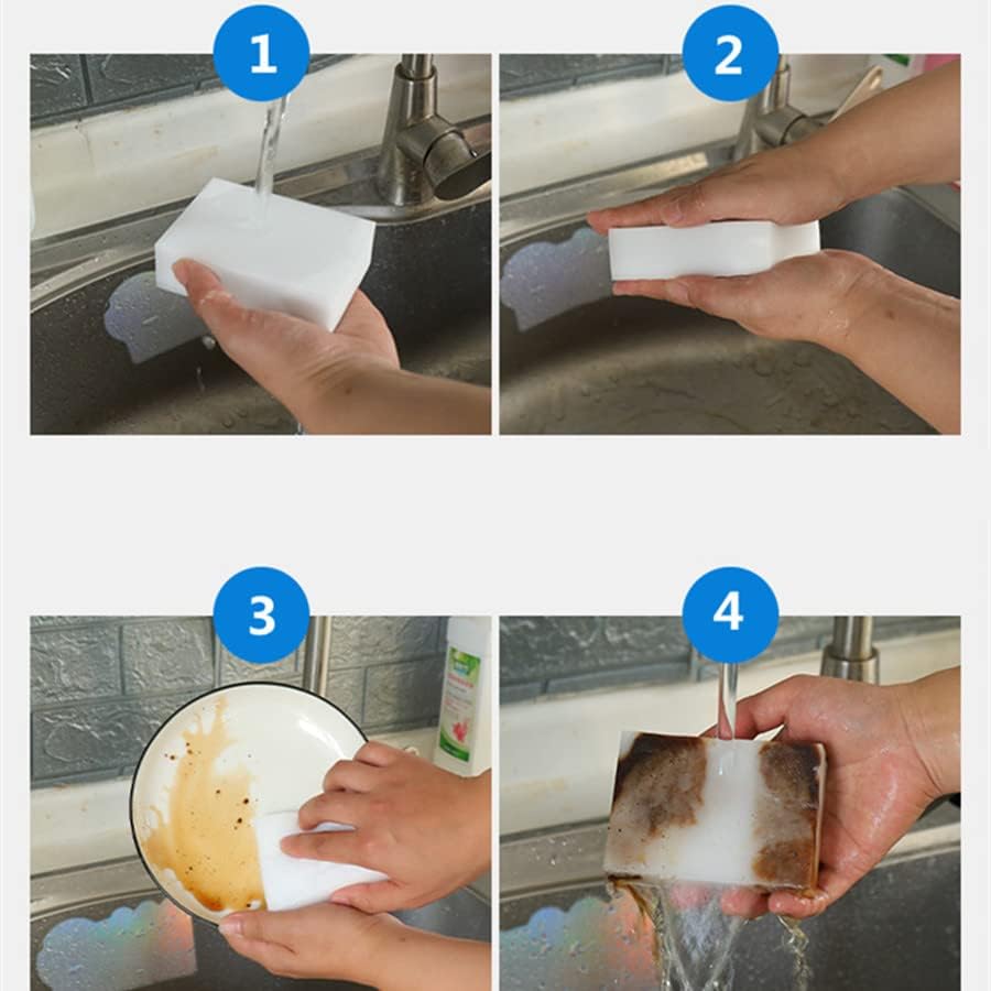 Magic Cleaning Sponges Eraser,2X Longer Lasting Extra Durable Melamine Sponge Foam Cleaning Pads for Kitchen Bathroom Wall Cleaner (3.93x2.36x0.79in,10 Pcs)
