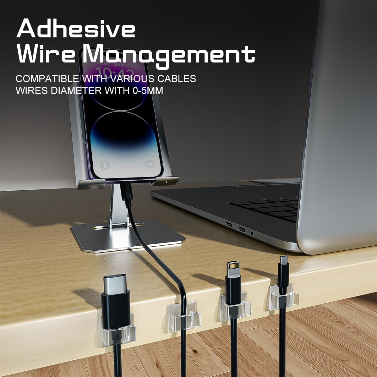 KGROTE 60Pcs Outdoor Light Hooks, Adhesive Fairy Light Clips, Sticky Cable Organizer Holder, Indoor Light Clips for Hanging Christmas Lights, Wall Cable, String Lights, Decorations (Clear, Small)