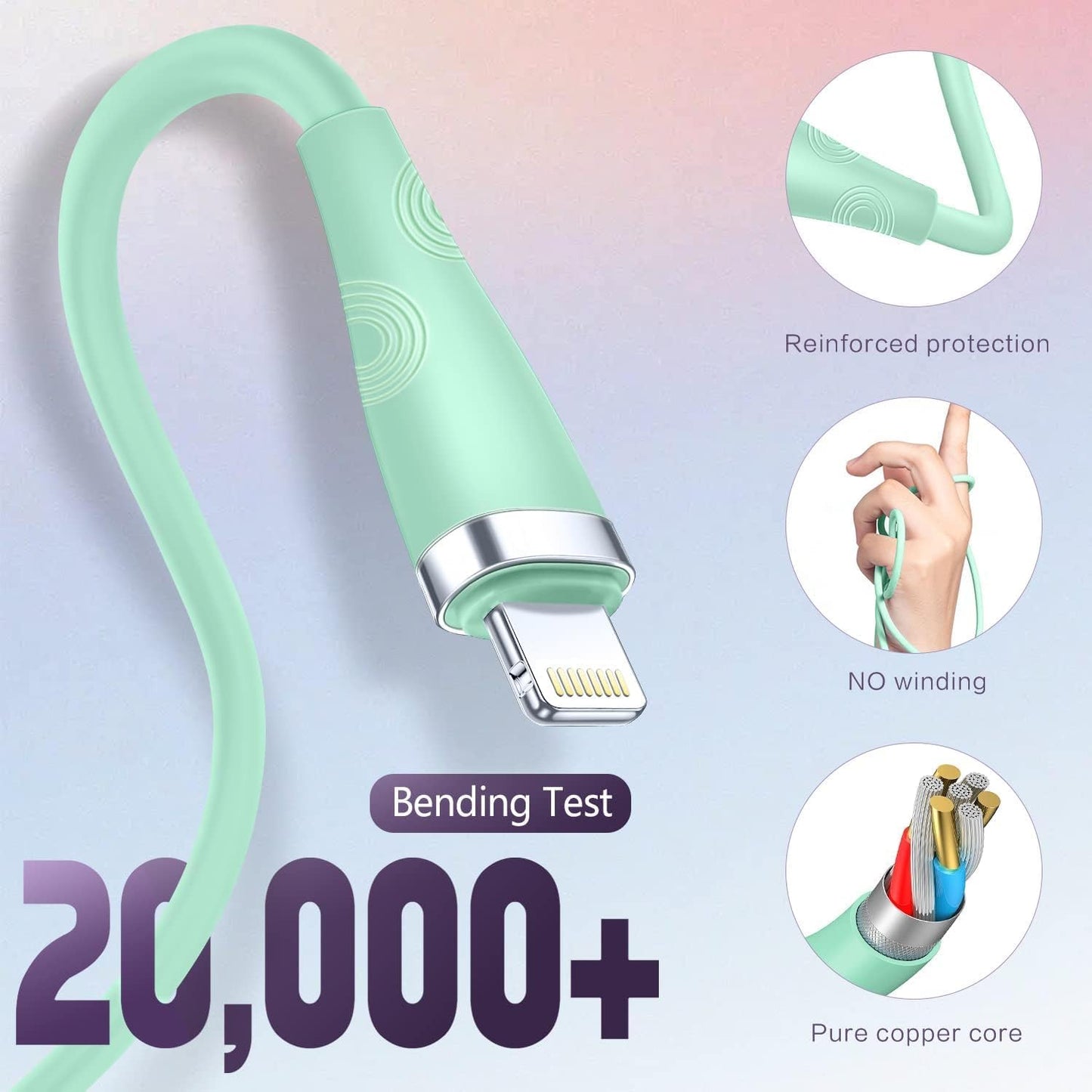 Yavud iPhone Charger Cable 3Pack 6FT/1.8M, MFi Certified Lightning Cable Fast Charging Cable Lead PVC Long Charging Cord for iPhone 14 plus 14 pro max 13 12 11 XS X XR 8 plus 7 6