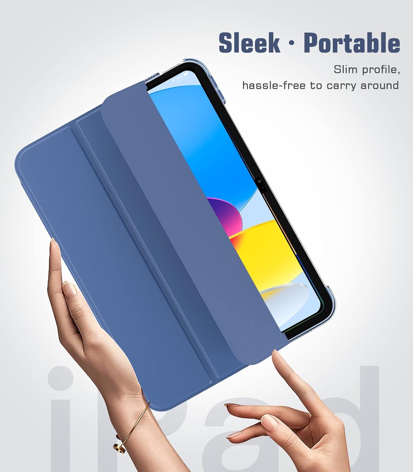 TiMOVO Case for iPad (A16) 11th Generation 11 Inch 2025/iPad 10th Generation 10.9 Inch 2022, Slim Stand Cover with Hard Translucent Back, Support Touch ID, Auto Wake/Sleep, Abyss Blue