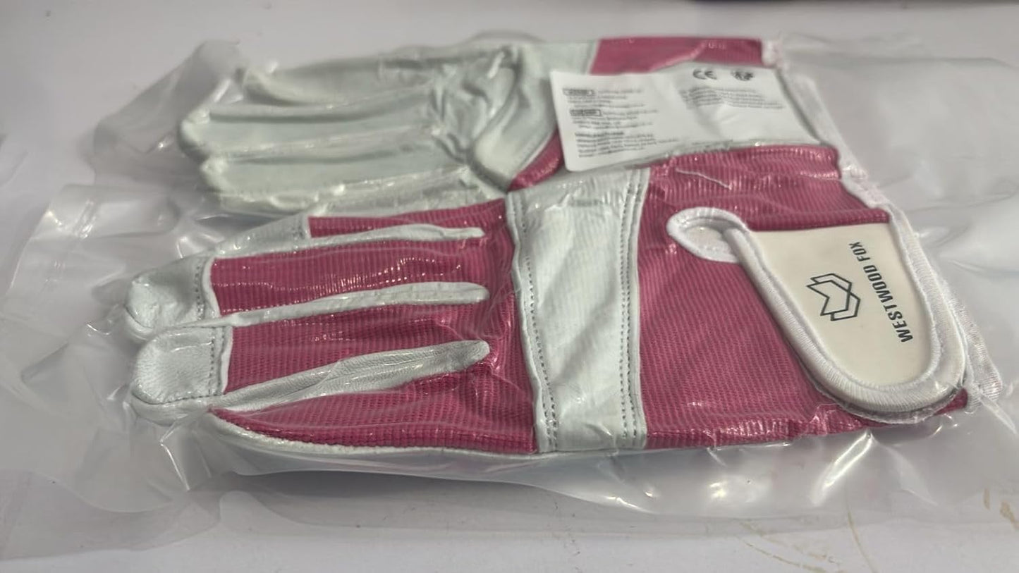WESTWOOD FOX Ladies/Mens Leather Gardening Gloves Thorn Proof Rigger Garden work gloves, Safety Working Gloves, Premium Quality (Pink, M)