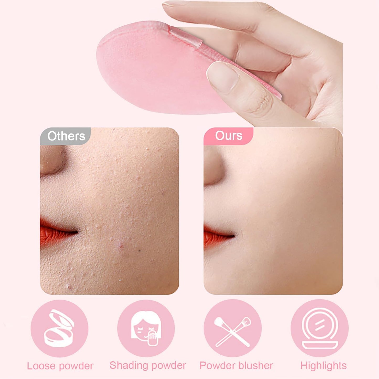 8 Pcs Powder Puff Face Triangle,2 Colors Face Makeup Puff Wet Dry Dual-Use,Face Powder Puff for Under Eye Makeup Applicator(Pink&Black)