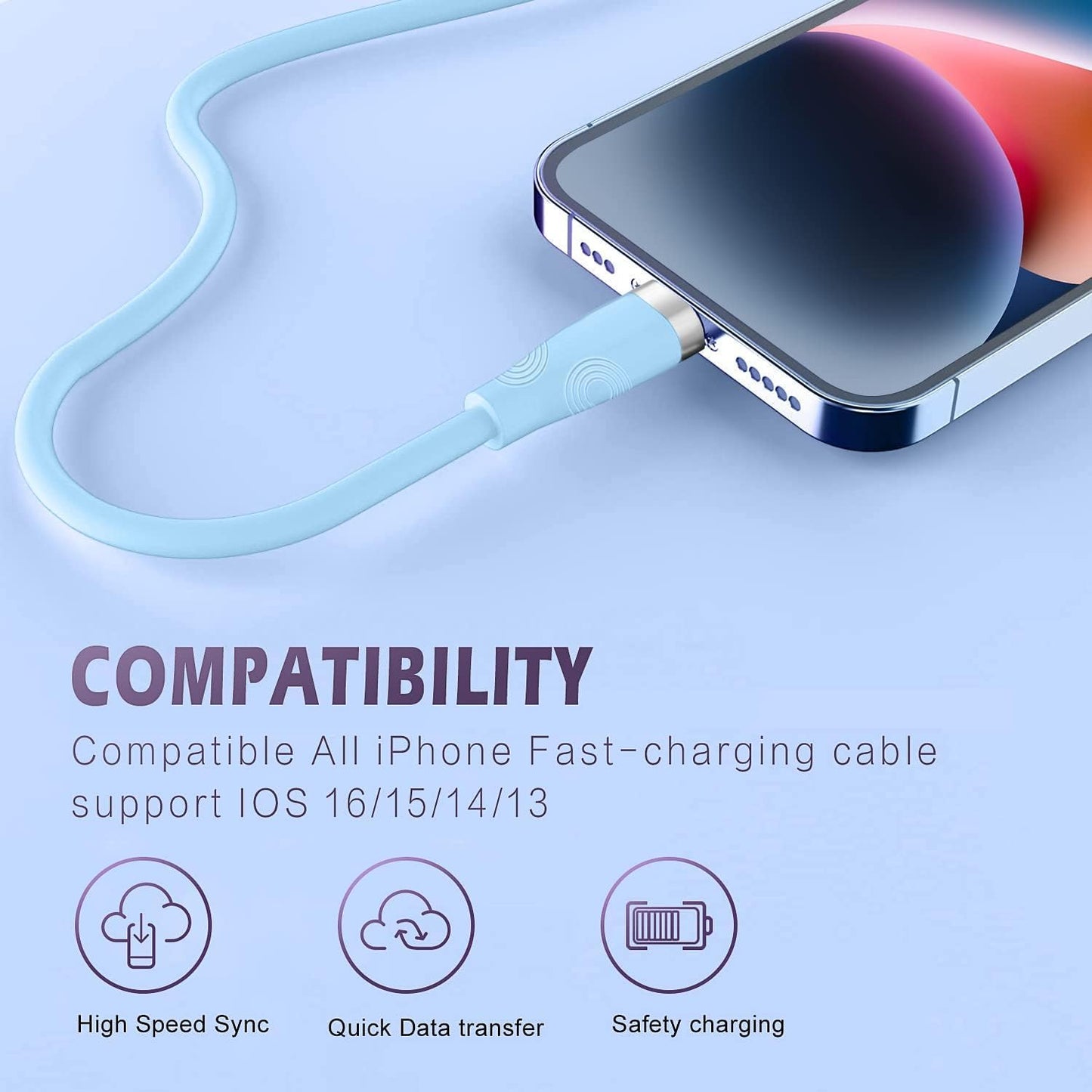 Yavud iPhone Charger Cable 3Pack 6FT/1.8M, MFi Certified Lightning Cable Fast Charging Cable Lead PVC Long Charging Cord for iPhone 14 plus 14 pro max 13 12 11 XS X XR 8 plus 7 6