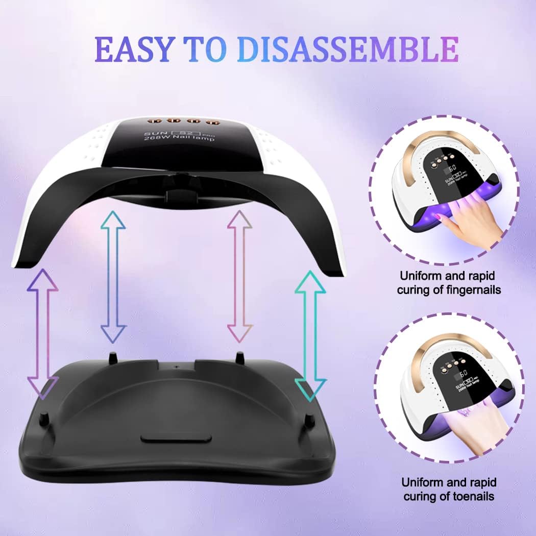 LKE UV Nail Lamp 268W Gel Nail Lamp Nail Dryer UV Lamps for Gel Nails, Professional LED Nail Lamp with Automatic Sensor / 4 Timer Setting, Portable UV/LED Light Home and Salon