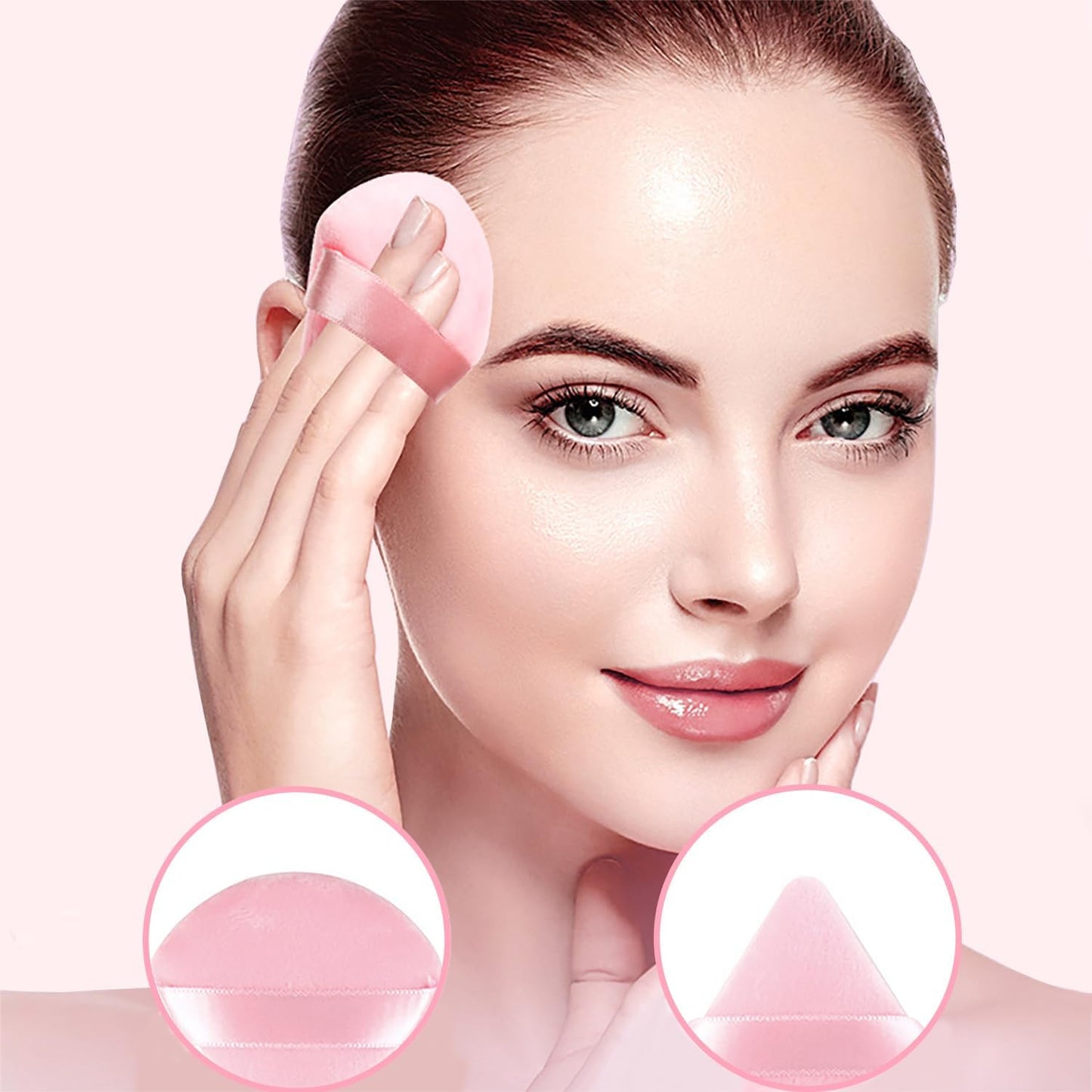 8 Pcs Powder Puff Face Triangle,2 Colors Face Makeup Puff Wet Dry Dual-Use,Face Powder Puff for Under Eye Makeup Applicator(Pink&Black)