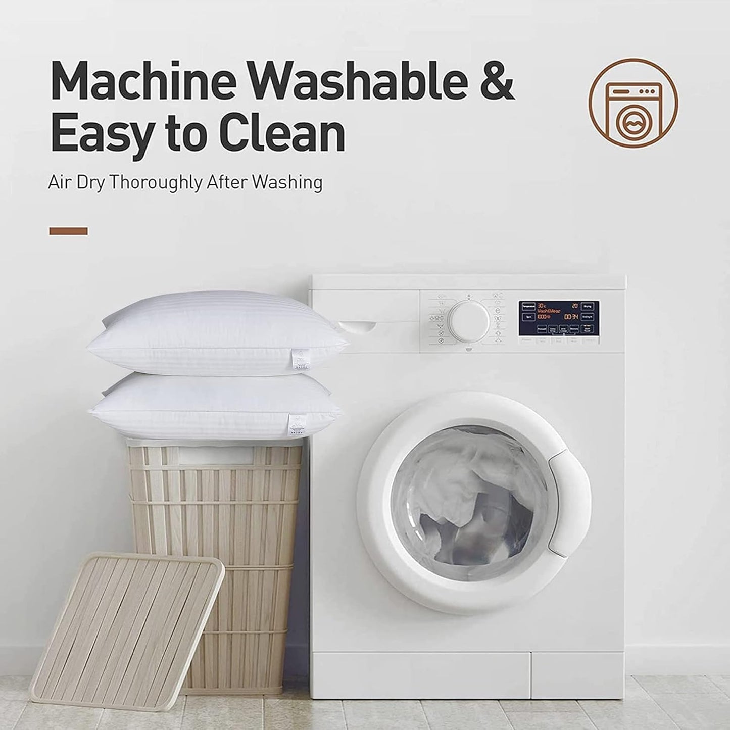 Adam Home Pillows 4 Pack Hotel Quality Side Sleeper Bounce Back Bed Pillow Hypoallergenic & Anti Dust Mite Resistant Premium Filled Hotel Pillows Pack of 4