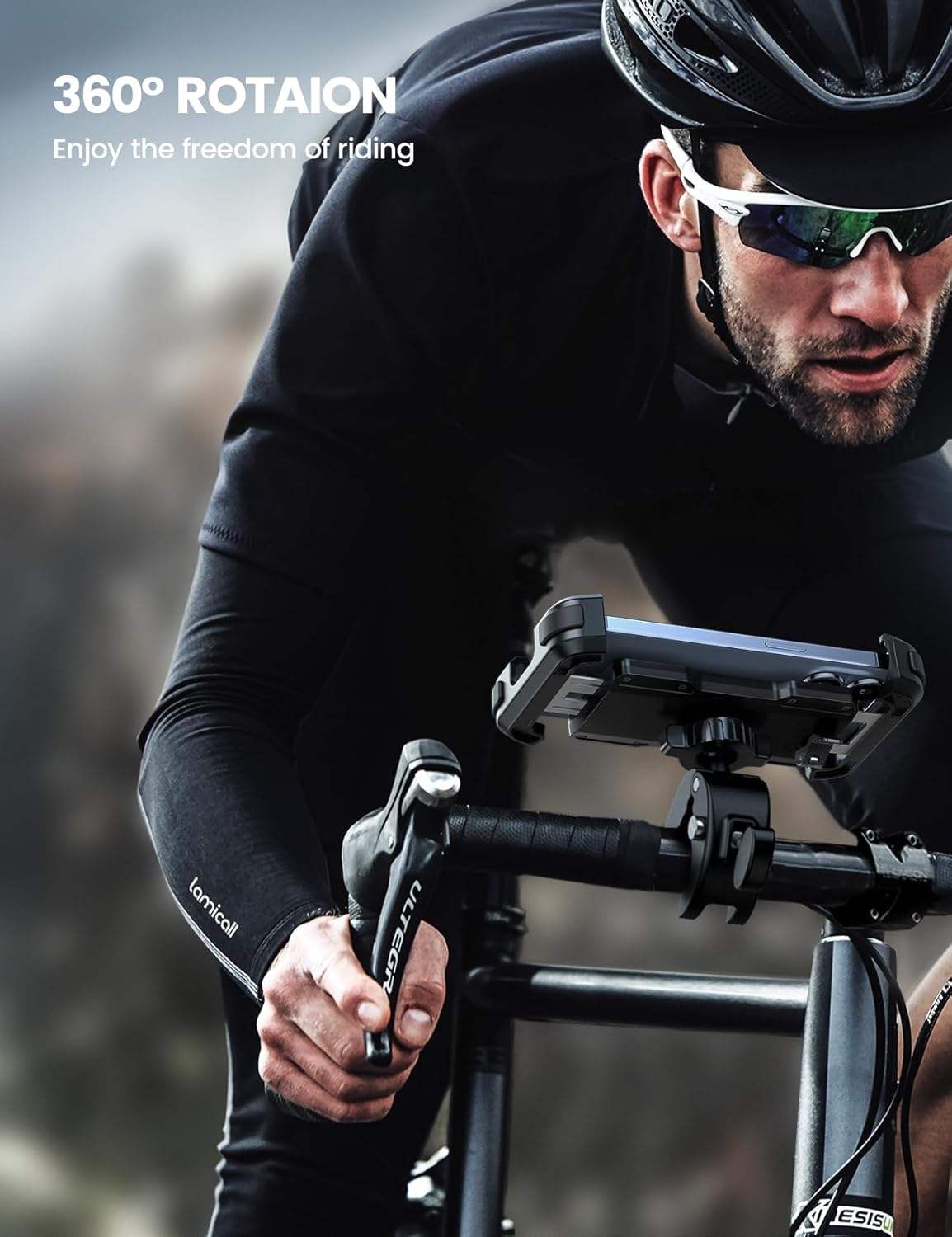 Lamicall Motorcycle Phone Holder Bike - Motorbike Phone Mount, Bike Phone Holder with Quick Release Handlebar Clamp for iPhone 16 15 14 Pro Max Plus, 13 12 11 Pro Max Mini, Xs XR X, SE, 4.7-6.8” Phone