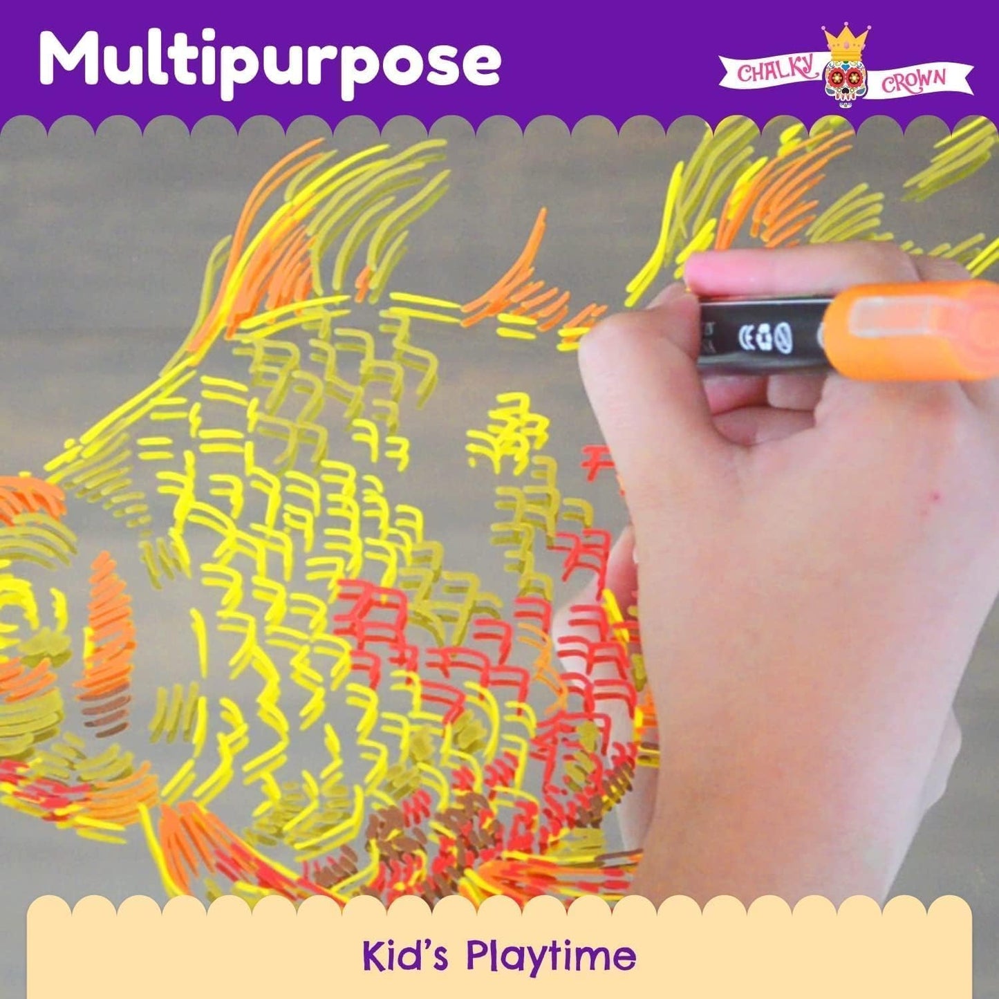 Chalky Crown - Chalk Pens - Liquid Chalk Markers - Dry Erase Marker Pens - Chalk Markers for Chalkboards, Signs, Windows, Blackboard - 24 Chalkboard Labels Included - 8 Pack, Multicolored, 6mm