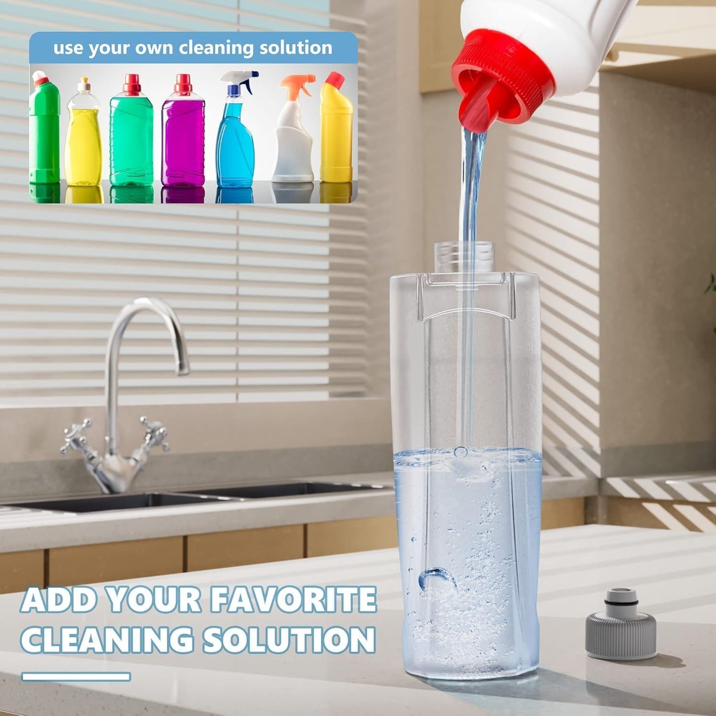 PAPCLEAN Microfibre Spray Mop with 3 Reusable Pads and Refillable Bottle, 360 Degree Spin Mop for Hardwood, Marble, Tile, Laminate, or Ceramic Floors - Cyan Blue