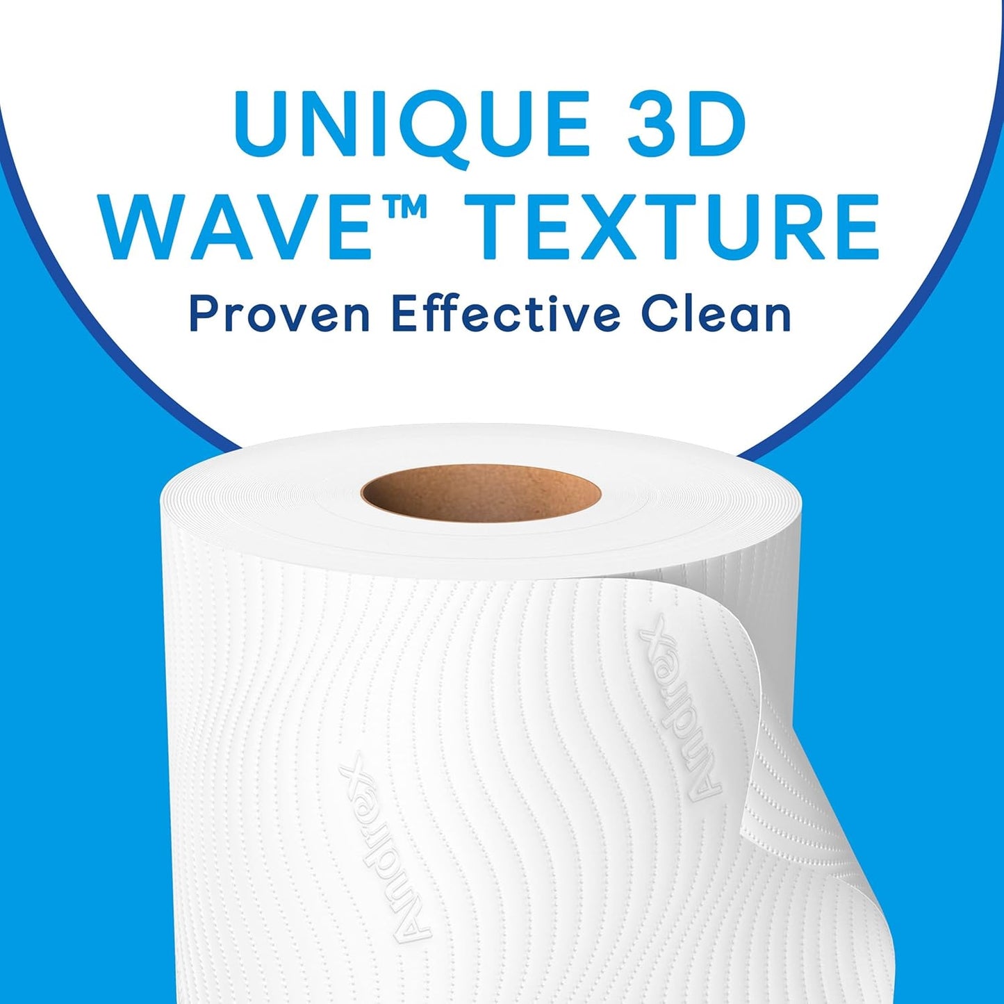 Andrex Complete Clean 12 Mega Toilet Rolls= 18 Standard Toilet Rolls, 50% Longer Lasting Paper with unique 3D Wave Texture for a Proven, Effective Clean, FSC Certified