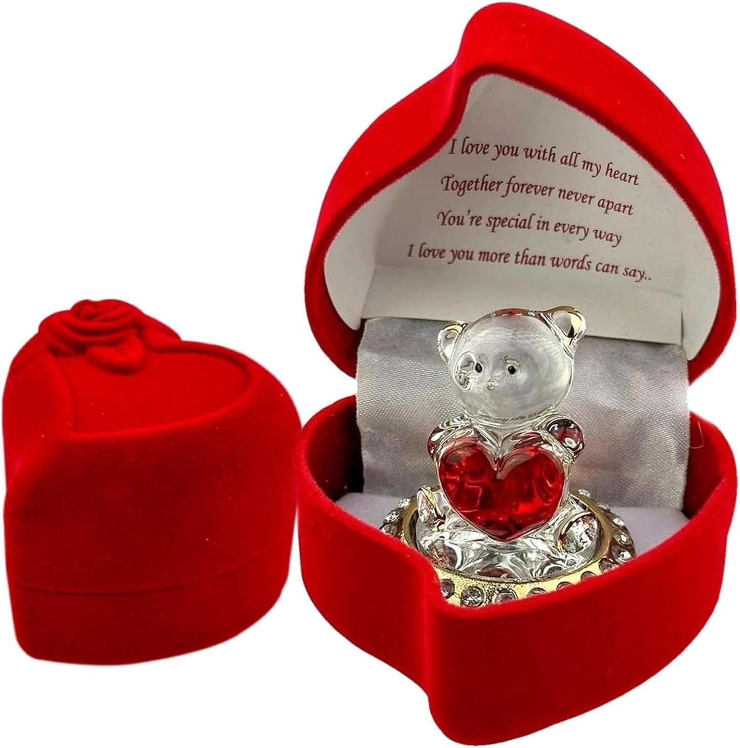 SAFRI Teddy Bear Girlfriend Boyfriend Husband Wife Fiancee Fiance Gift Christmas Valentines day Gift Boxed Glass Ornament Mum Mothers Day Present