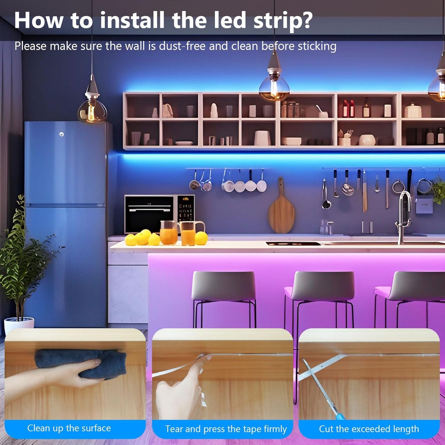 Led Strip Light, 10m Led Lights, Cuttable Led Light Strips with Smart App Control Remote, Music Sync Colour Changing RGB Led Strip Lights for Room Decoration