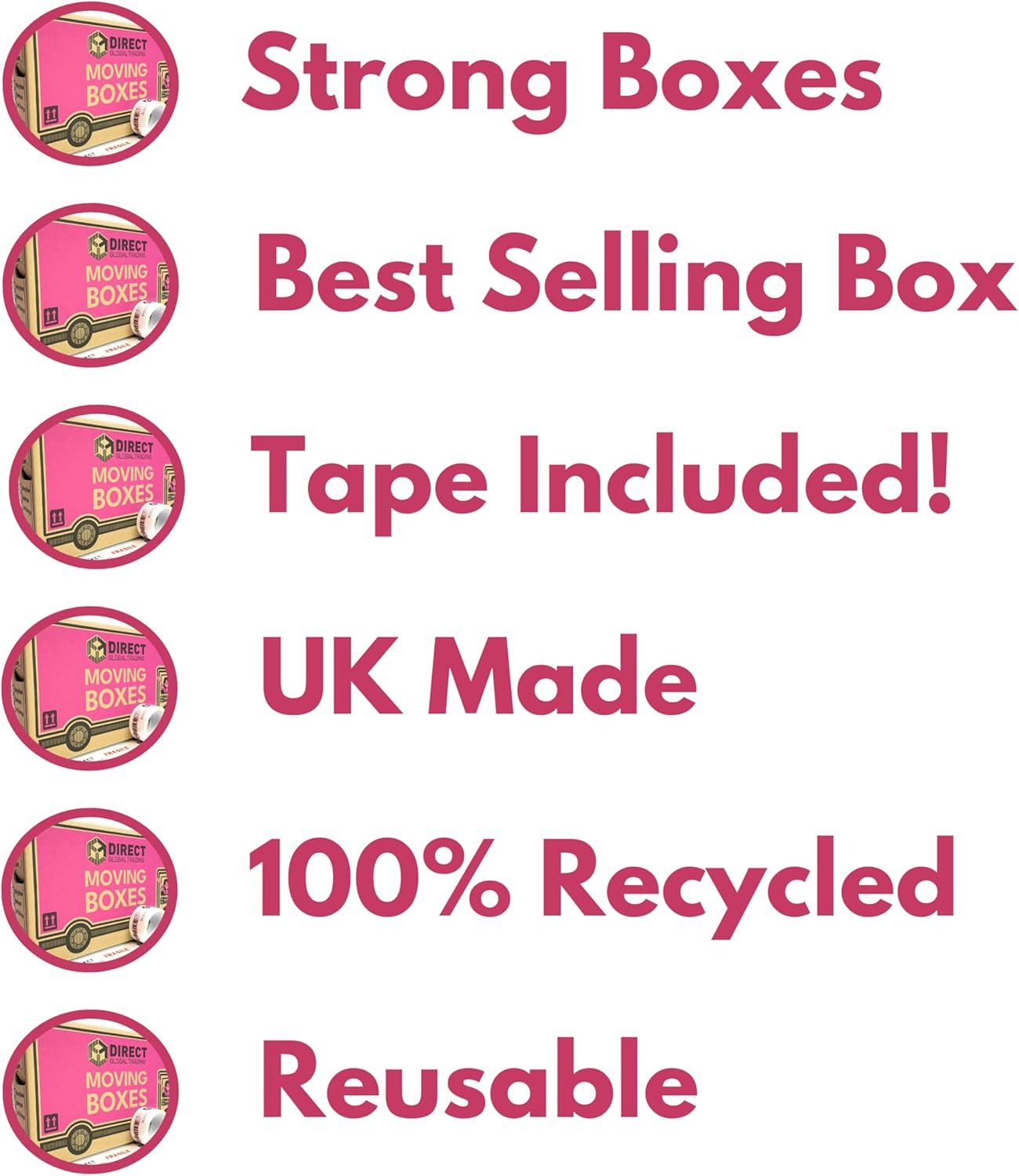 25 Strong Large Cardboard Storage Packing Moving House Boxes with Fragile Tape 52cm x 30cm x 30cm 47 Litres Carry Handles and Room List