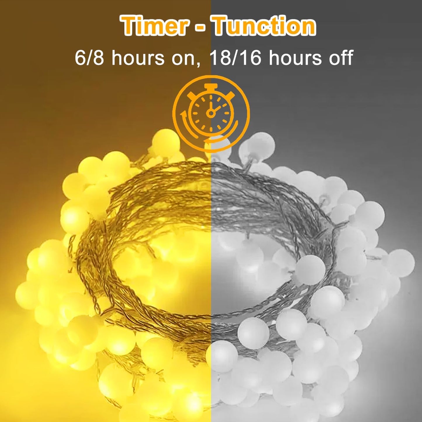 taiyongkang Globe Fairy Lights Battery Powered or USB, 12m/39ft 100 LED Warm White Ball String Lights with Remote & Timer, 8 Modes, Indoor Outdoor Bedroom Garden Camping Waterproof Fairy Lights