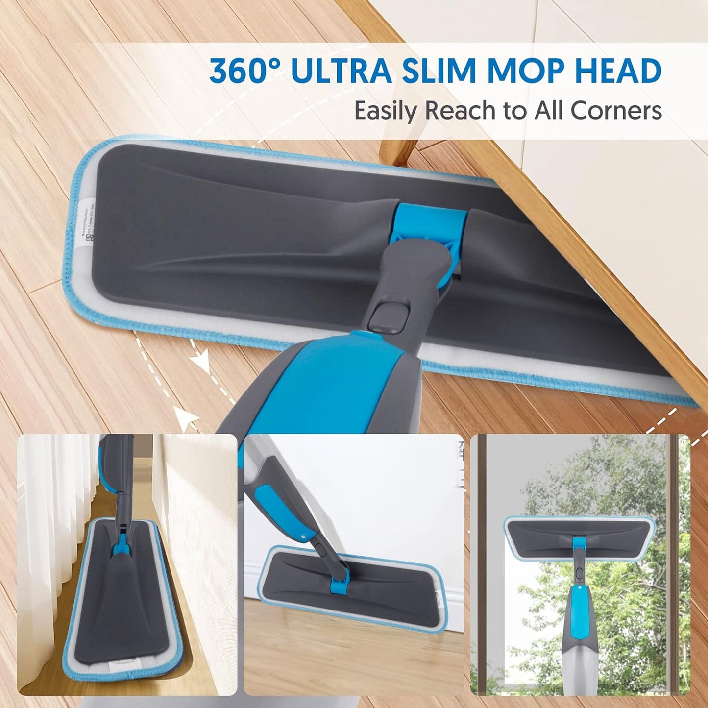 Spray Mops for Cleaning Floors - BPAWA Microfibre Floor Mop Flat Dry Wet Use for Hard Wood Laminate Vinyl Tile Wooden Floor Cleaning, Dust Mop with 2Pcs 550ML Spray Bottle and 4 Reusable Washable Pads
