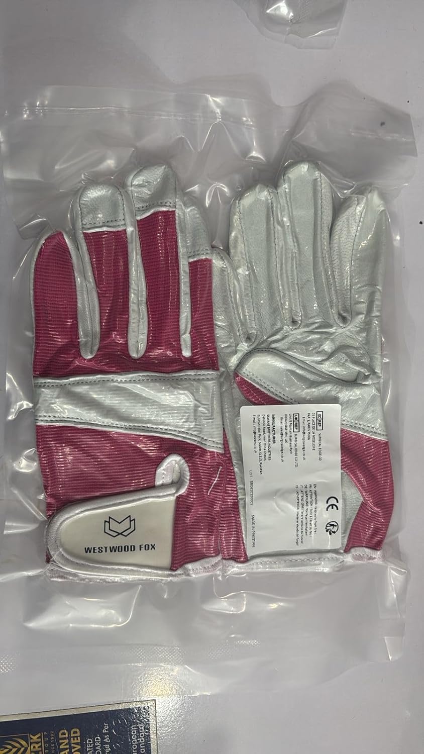 WESTWOOD FOX Ladies/Mens Leather Gardening Gloves Thorn Proof Rigger Garden work gloves, Safety Working Gloves, Premium Quality (Pink, M)